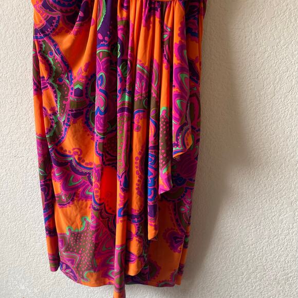 Lauren Ralph Lauren Paisley Faux Wrap Dress boho Orange Multicolor Size 10 - Picture 3 of 9